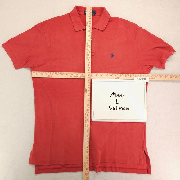 Polo by Ralph Lauren Collared Short Sleeve Polo Shirt Mens Size Large L Salmon - Picture 5 of 9